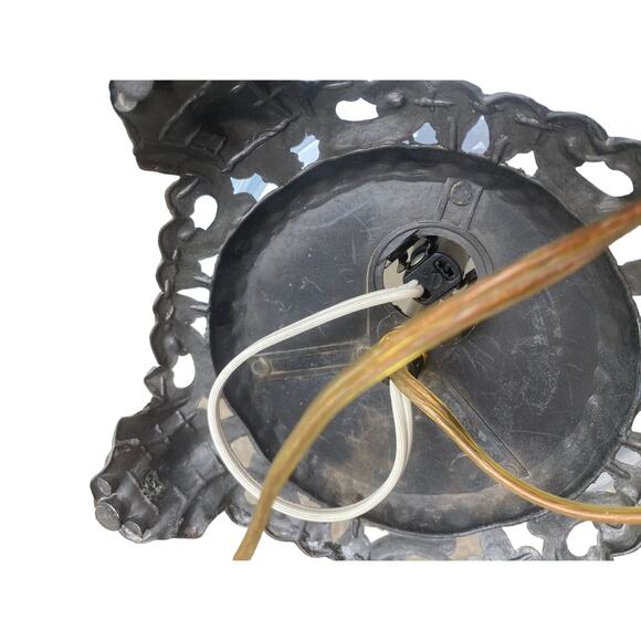 VTG Mid Century Casting Electric hurricane lamp Gone With the Wind 3 way floral - Picture 13 of 13